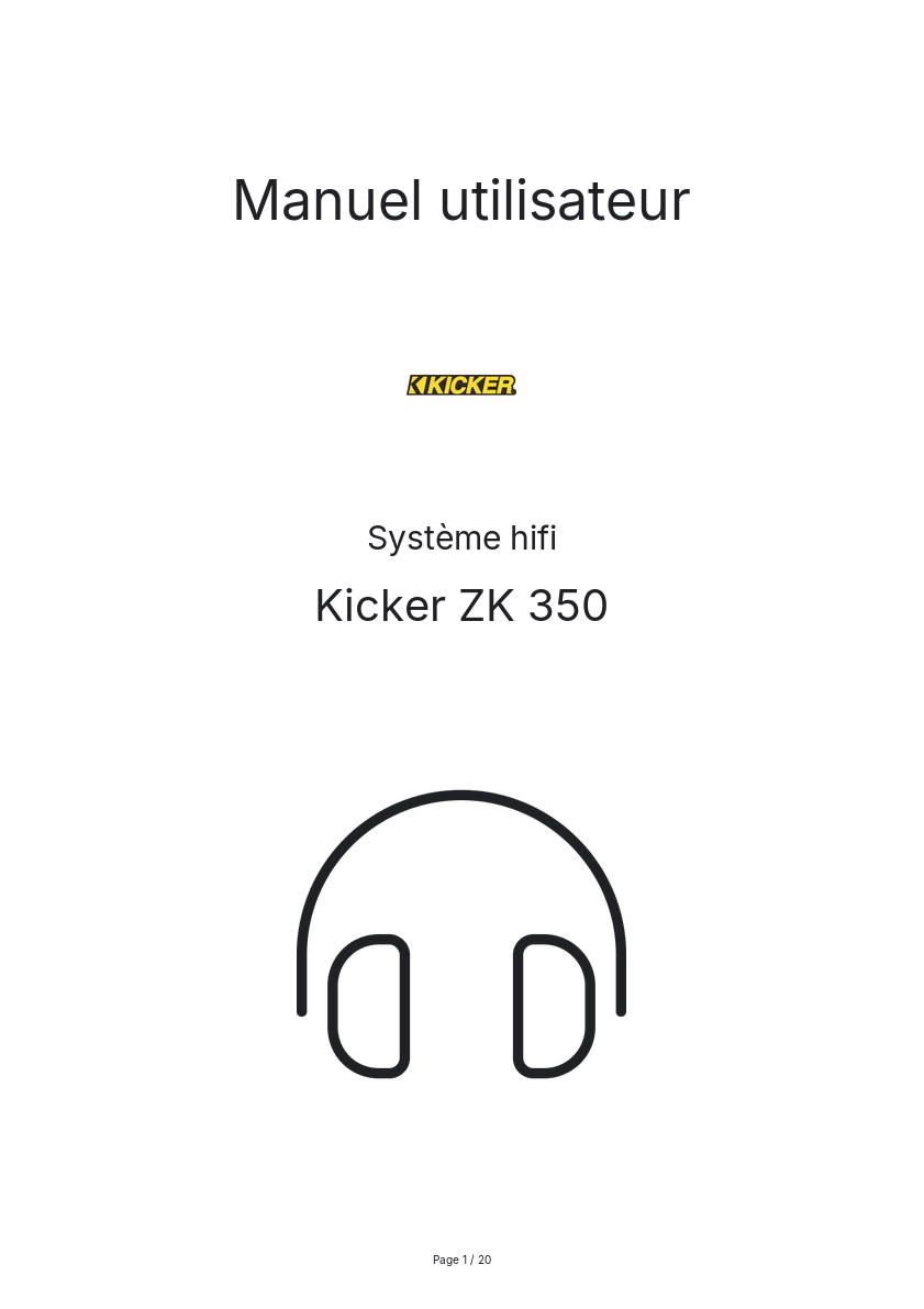 Page n°1 - Manuel utilisateur Kicker ZK 350