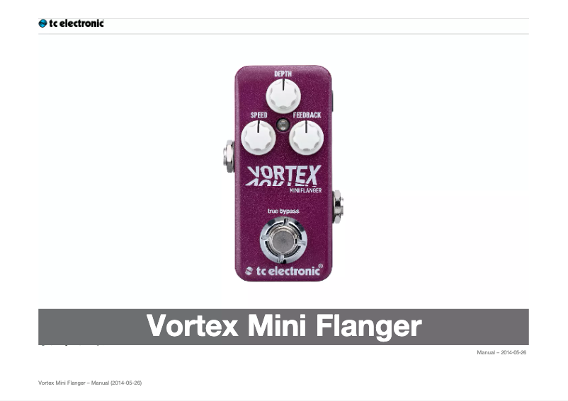 Page n°1 - Mode d'emploi TC Electronic Vortex Mini Flanger
