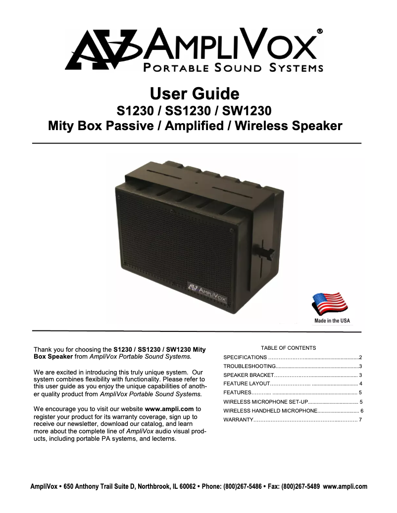 Page n°1 - Mode d'emploi AmpliVox S1230