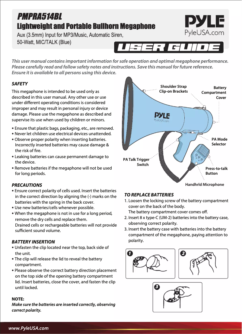 Page 1 of the manual User Manual Pyle PMPRA514BL