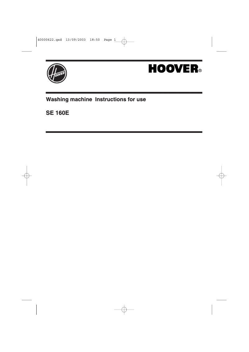 Page n°1 - Manuel utilisateur Hoover SE 160 E