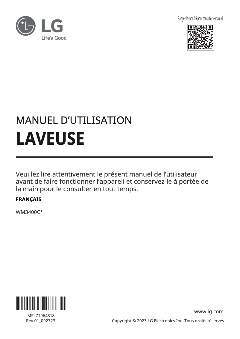 Page n°1 - Manuel utilisateur LG WM3400CV