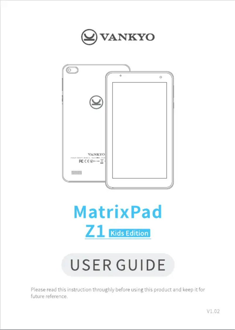 Page n°1 - Manuel utilisateur Vankyo MatrixPad Z1 Kids