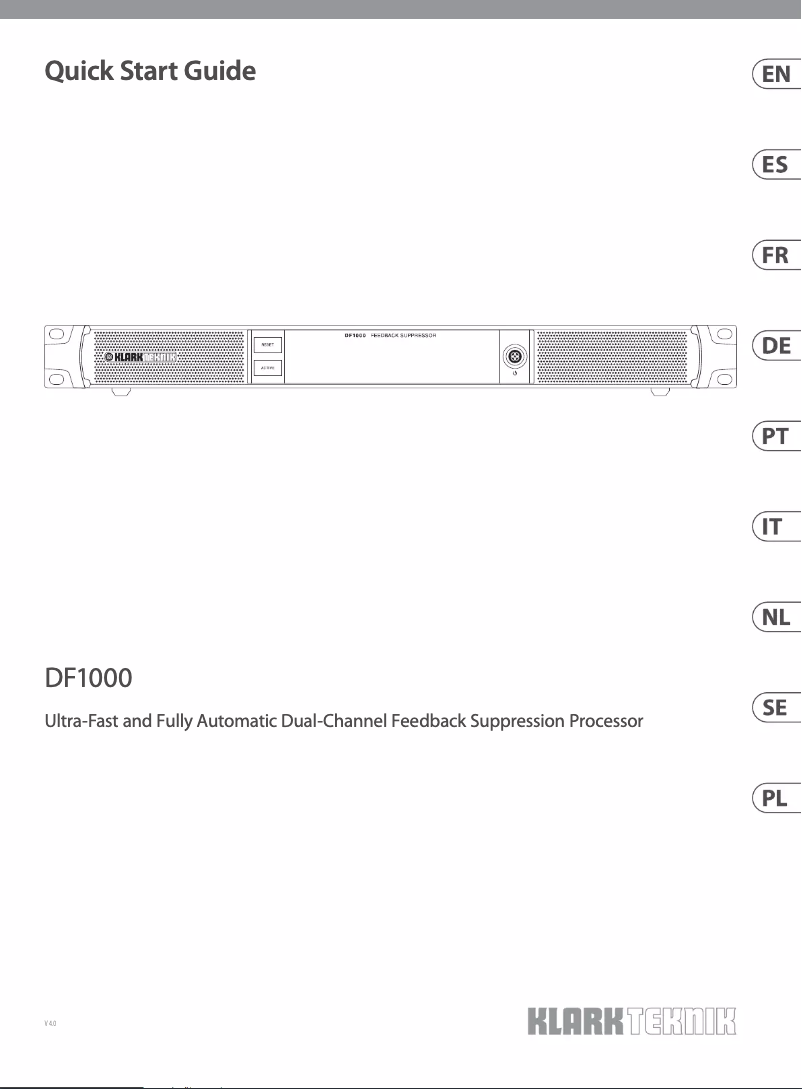 Page 1 de la notice Guide de démarrage rapide Klark Teknik DF1000