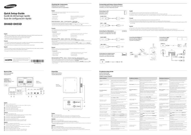 Page 1 de la notice Guide d'installation Samsung OH55D