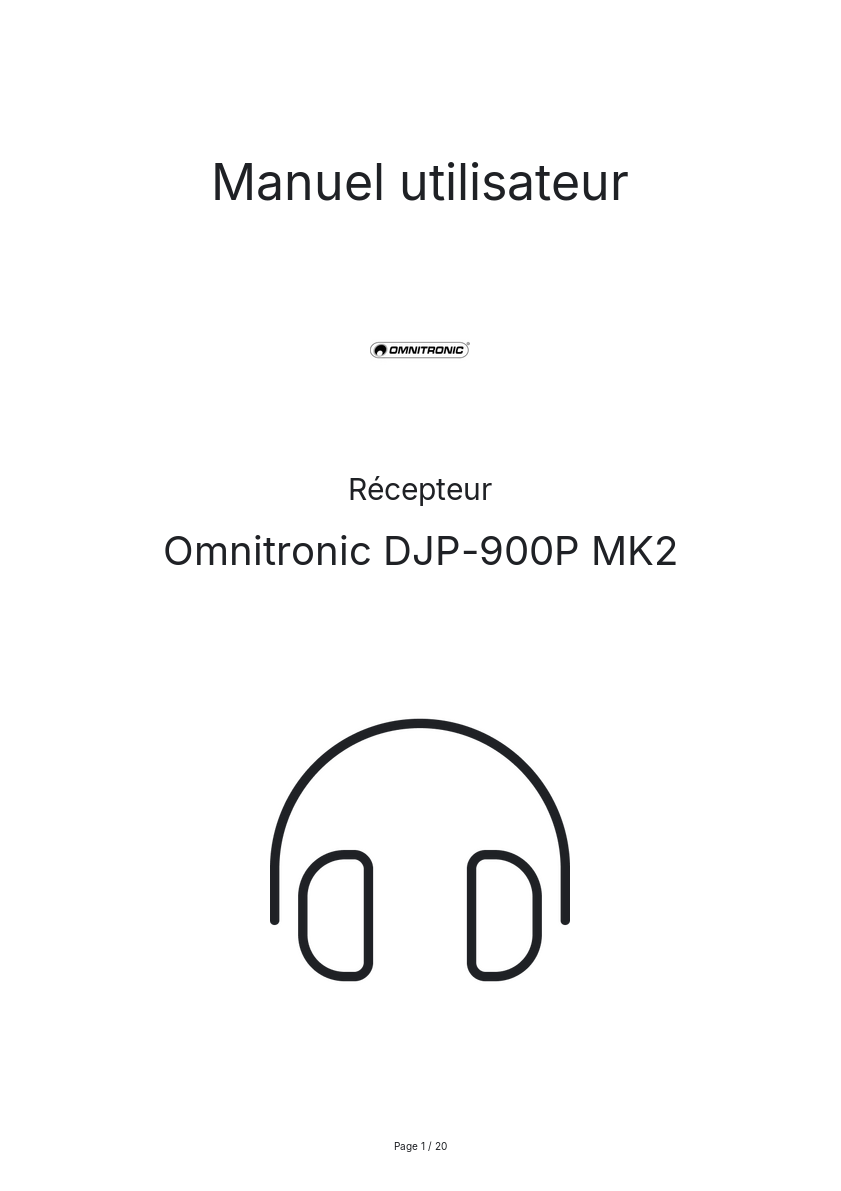 Page n°1 - Manuel utilisateur Omnitronic DJP-900P MK2