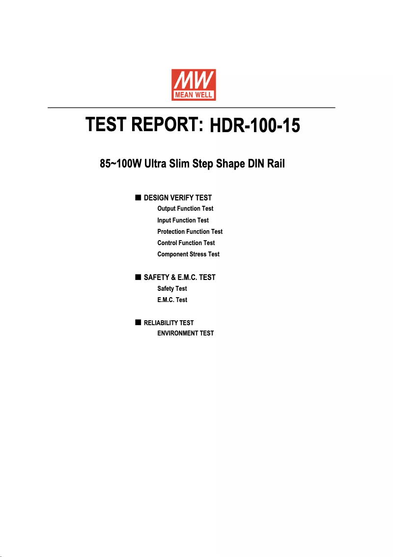 Page 1 de la notice Manuel utilisateur Mean Well HDR-100-15