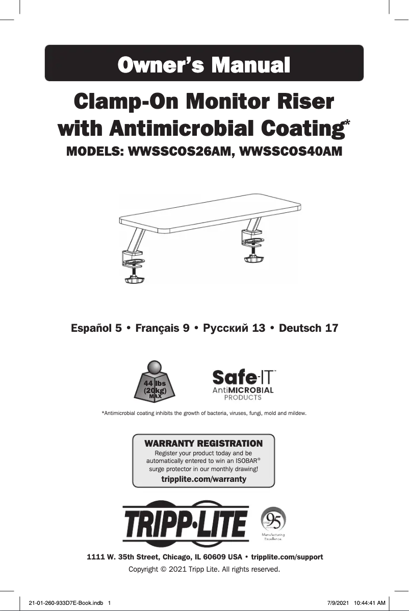 Page 1 de la notice Manuel utilisateur Tripp Lite WWSSCOS26AM