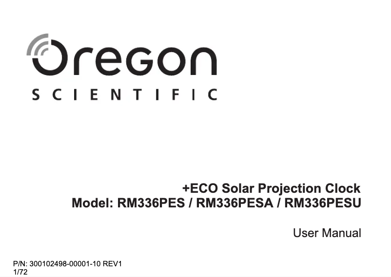 Page n°1 - Manuel utilisateur Oregon Scientific RM336PES