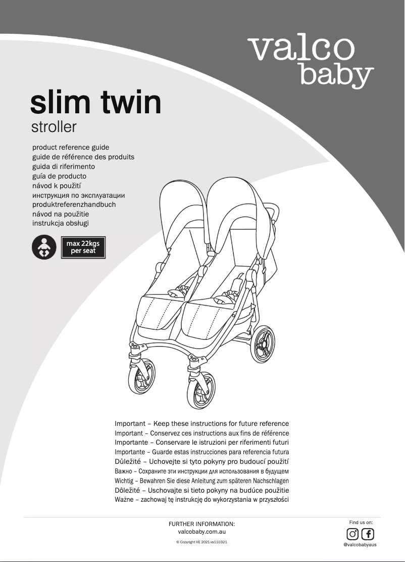 Page 1 de la notice Manuel utilisateur Valco Baby Slim Twin
