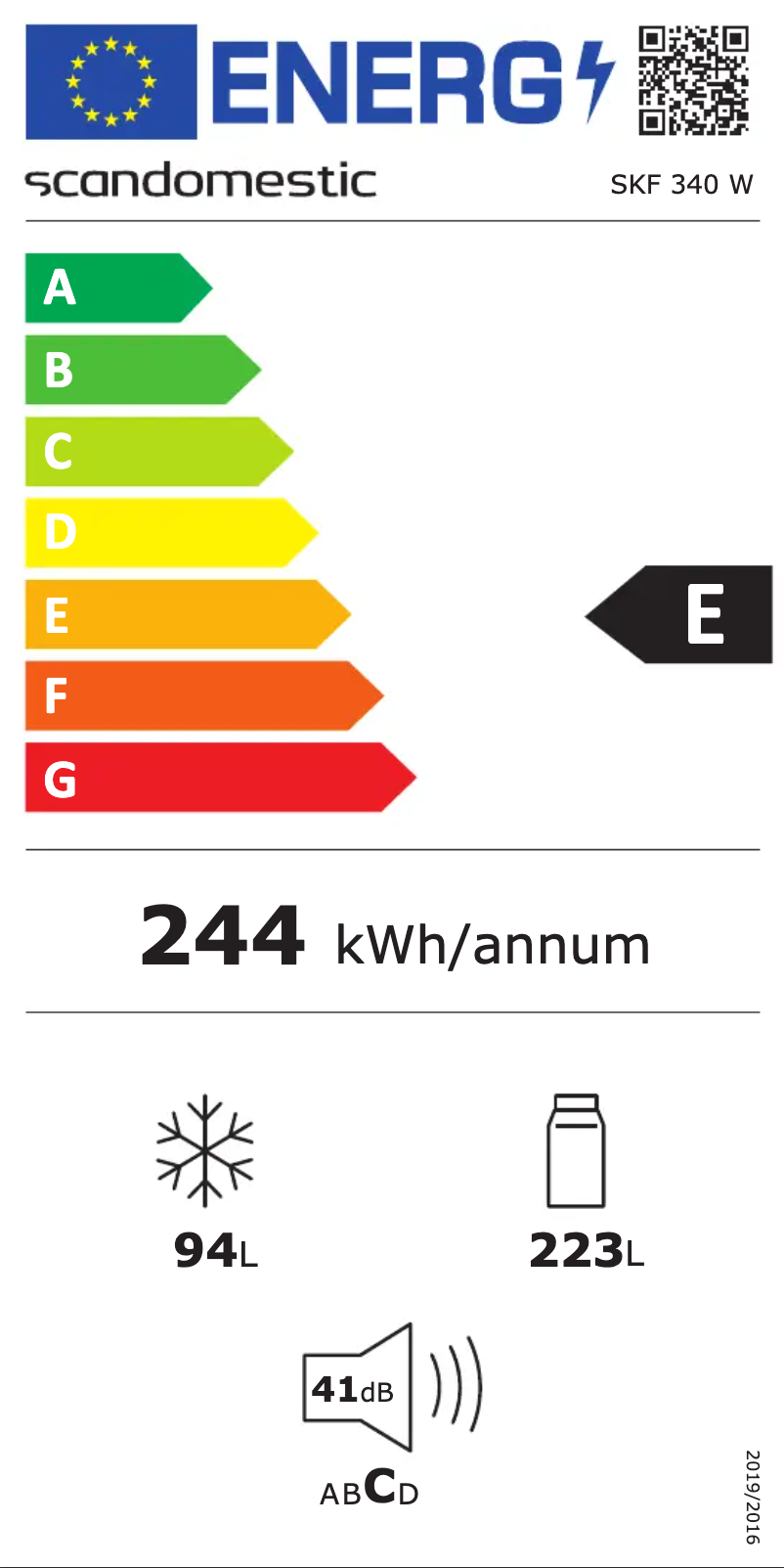 Page n°1 - Label énergétique Scandomestic SKF 340 W