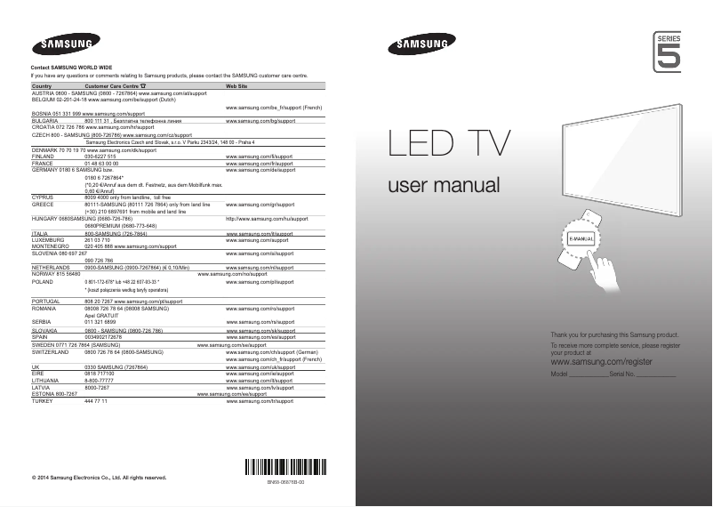Page n°1 - Manuel utilisateur Samsung UE48H5510SS