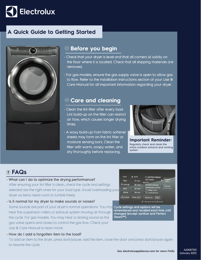 Image de la première page du manuel de l'appareil EFLS627UIW