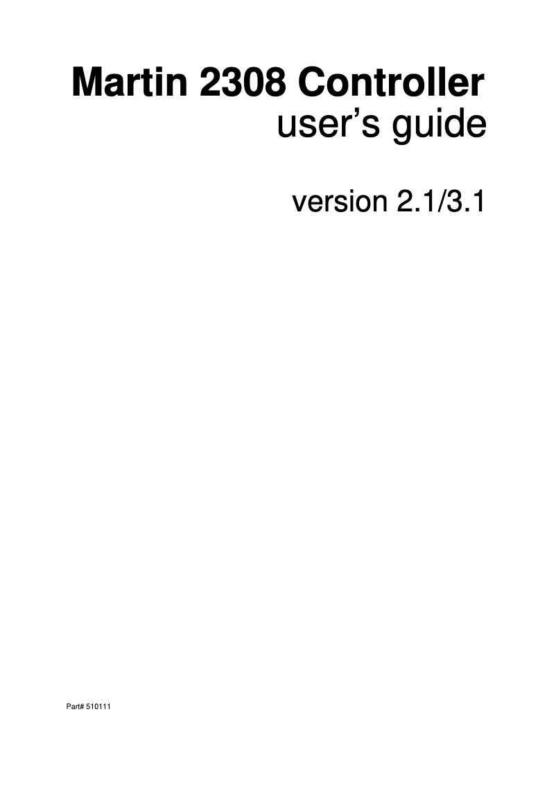 Page 1 de la notice Manuel utilisateur Martin 2308 Controller