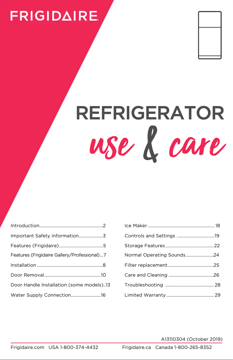 Image de la première page du manuel de l'appareil FFTR1814WB
