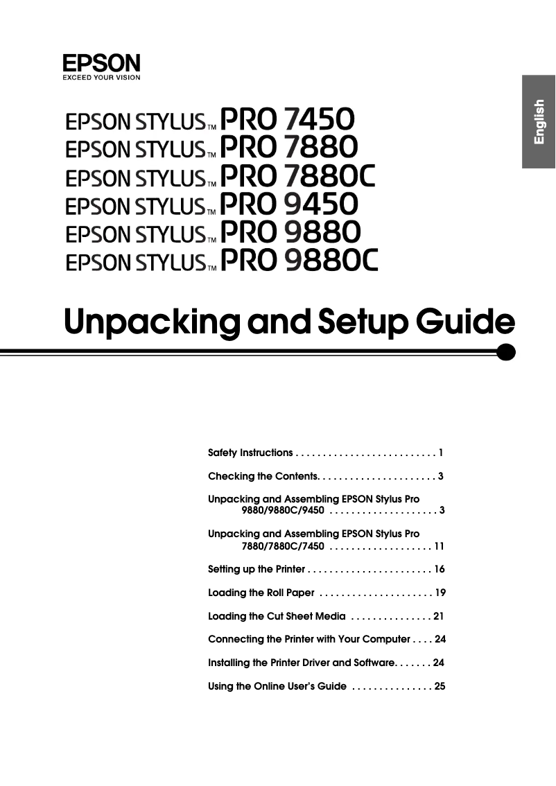 Page n°1 - Manuel utilisateur Epson Stylus Pro 7880C