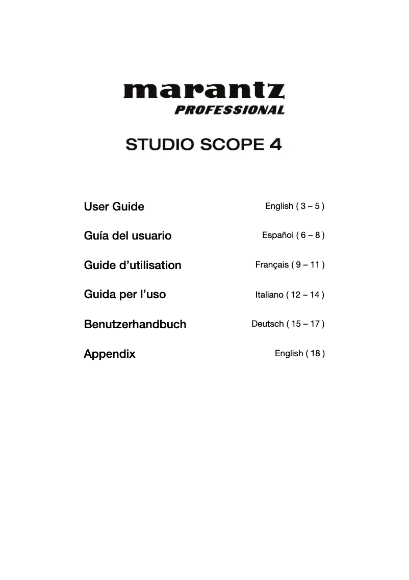 Page 1 de la notice Manuel utilisateur Marantz Studio Scope 4