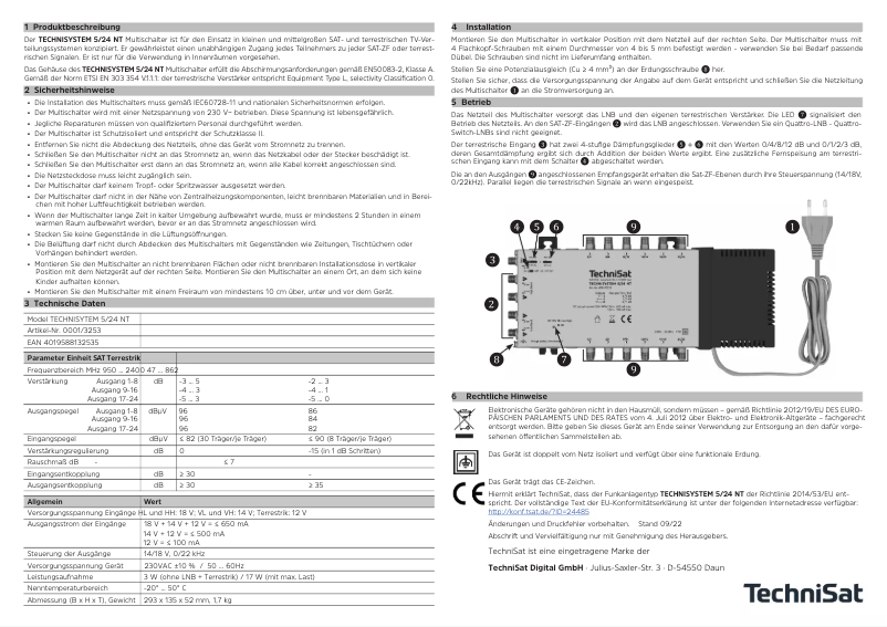 Page n°1 - Manuel utilisateur TechniSat TechniSystem 5/24 NT