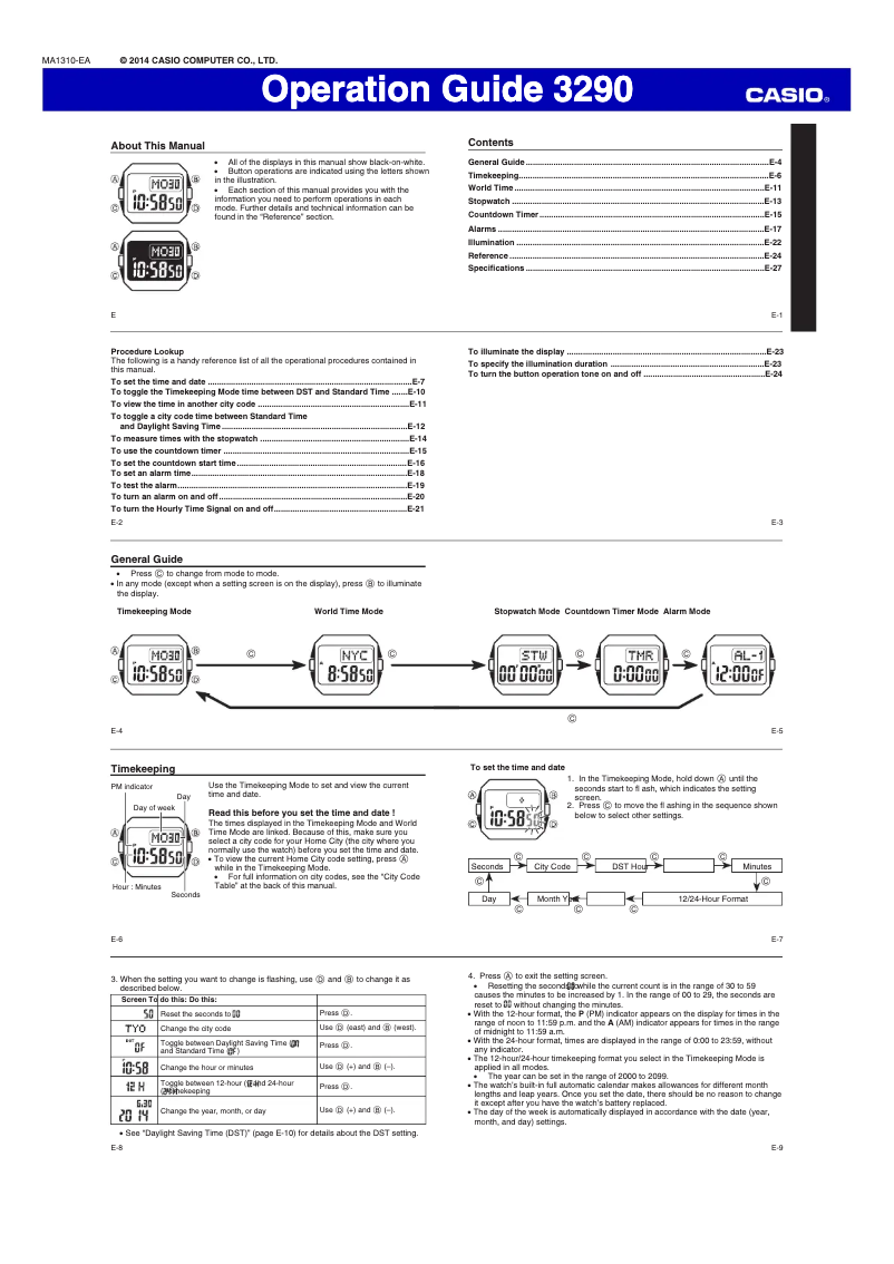 Page n°1 - Manuel utilisateur Casio 3290