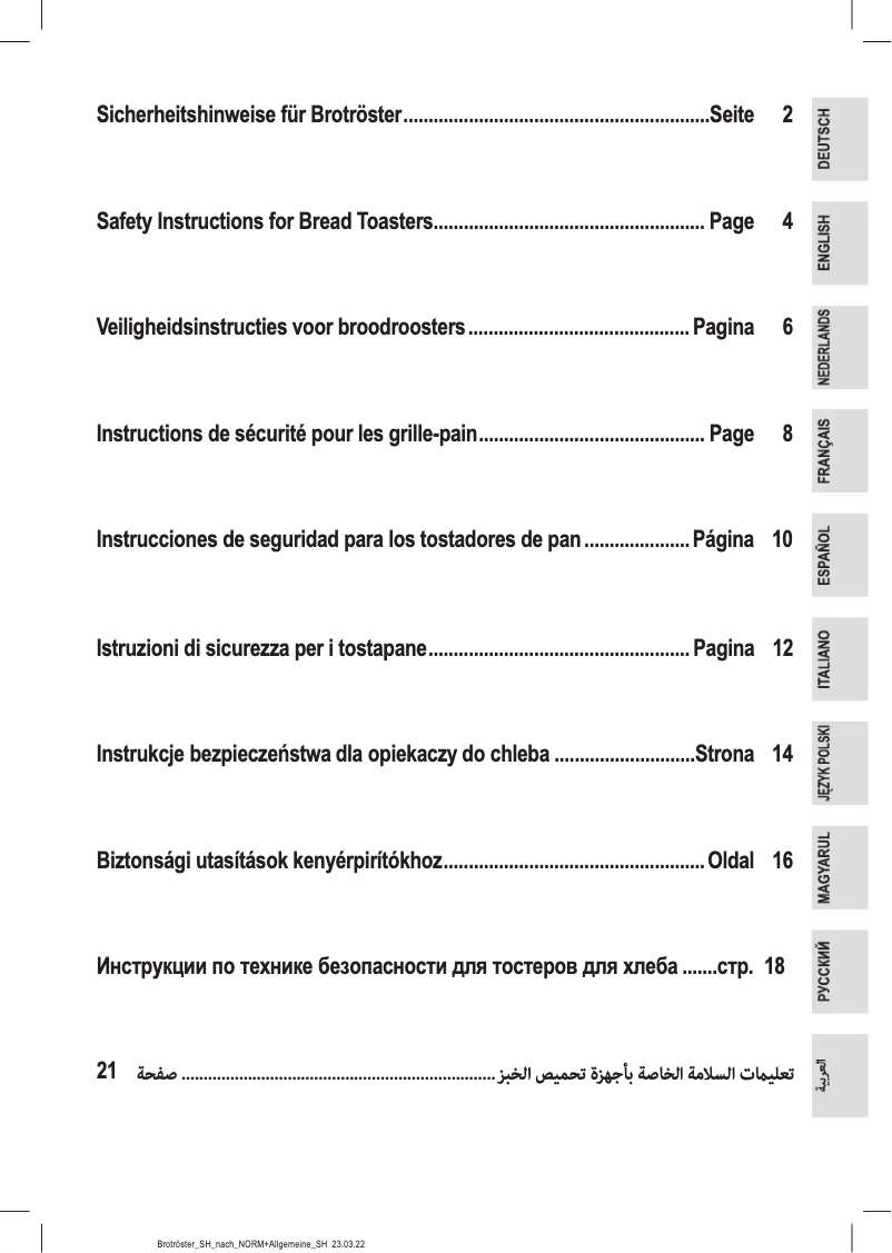 Page 1 de la notice Instructions / montage Clatronic TA 3554
