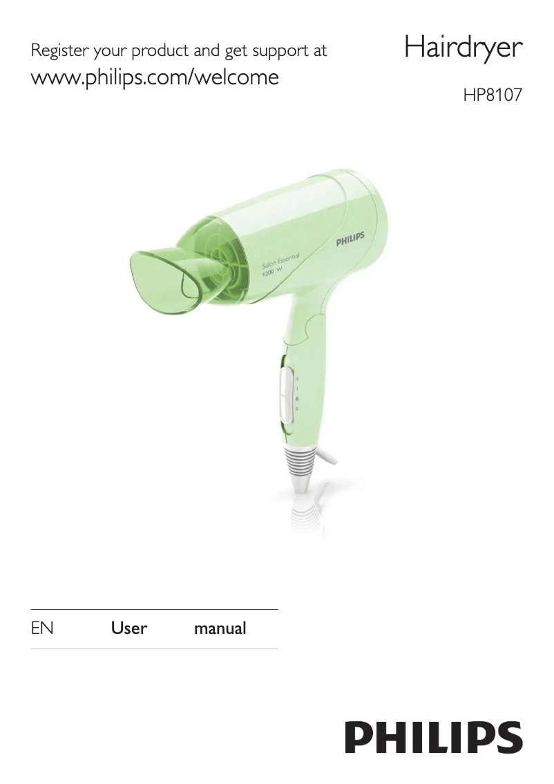 Page n°1 - Manuel utilisateur Philips Salon Essential HP8107