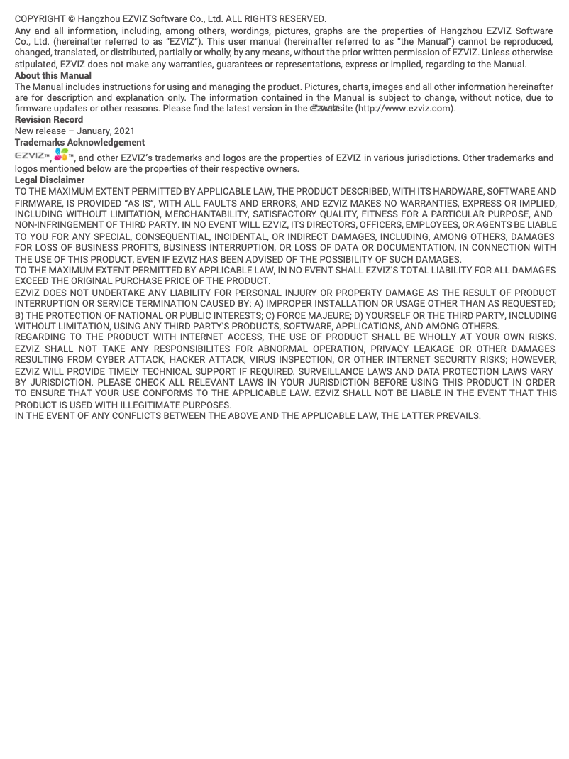 Page n°1 - Manuel utilisateur EZVIZ DP2C
