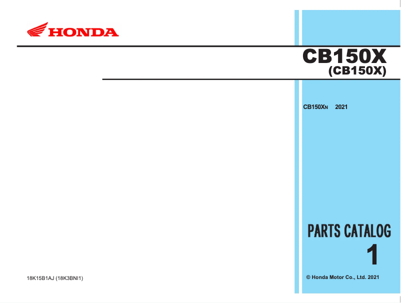 Page 1 de la notice Manuel utilisateur Honda CB150X (2021)