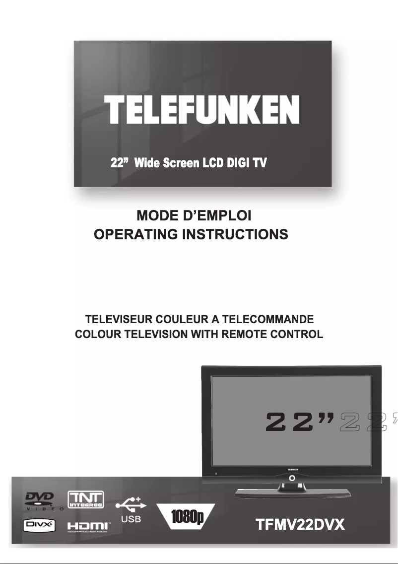 Page n°1 - Manuel utilisateur Telefunken TFMV22DVX