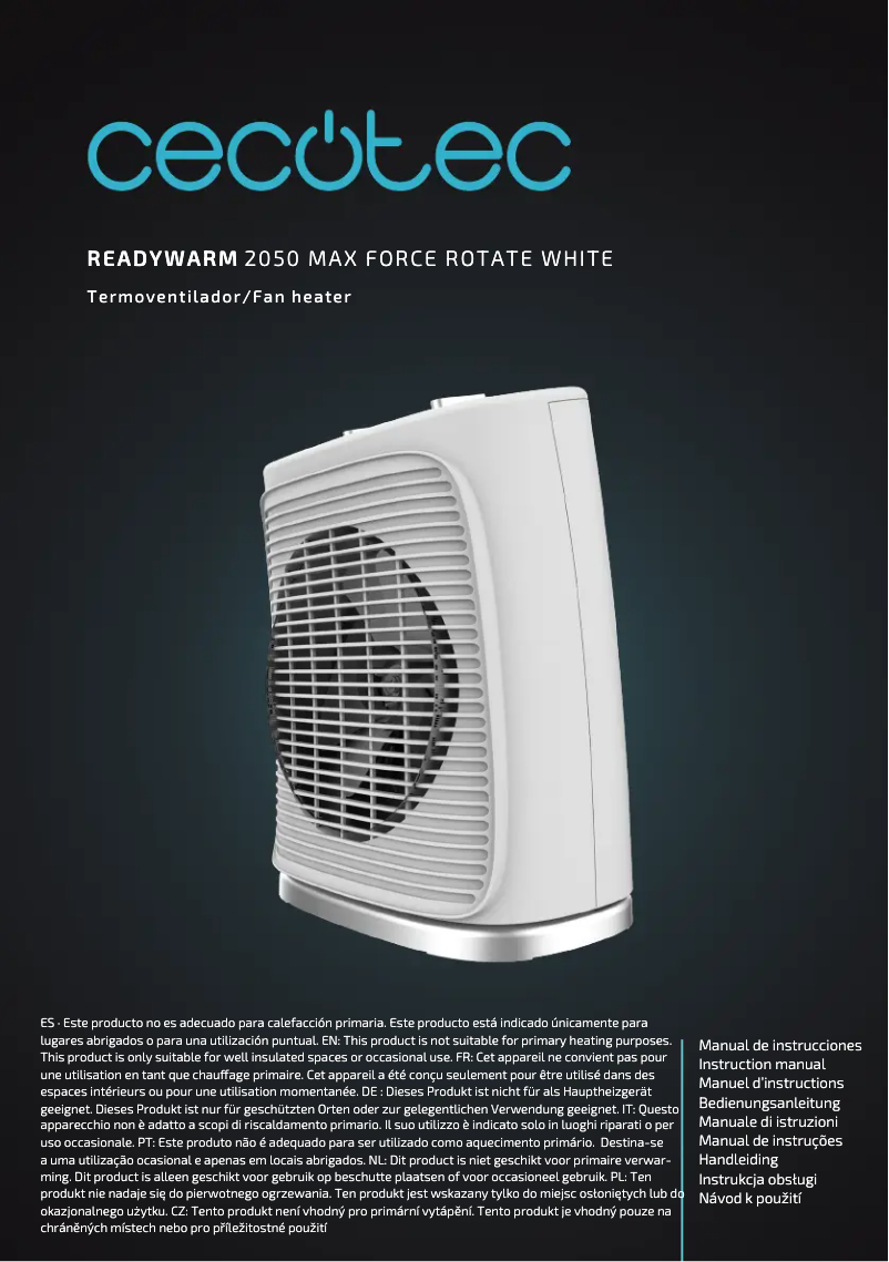 Page 1 de la notice Manuel utilisateur Cecotec ReadyWarm 2050 Max Force