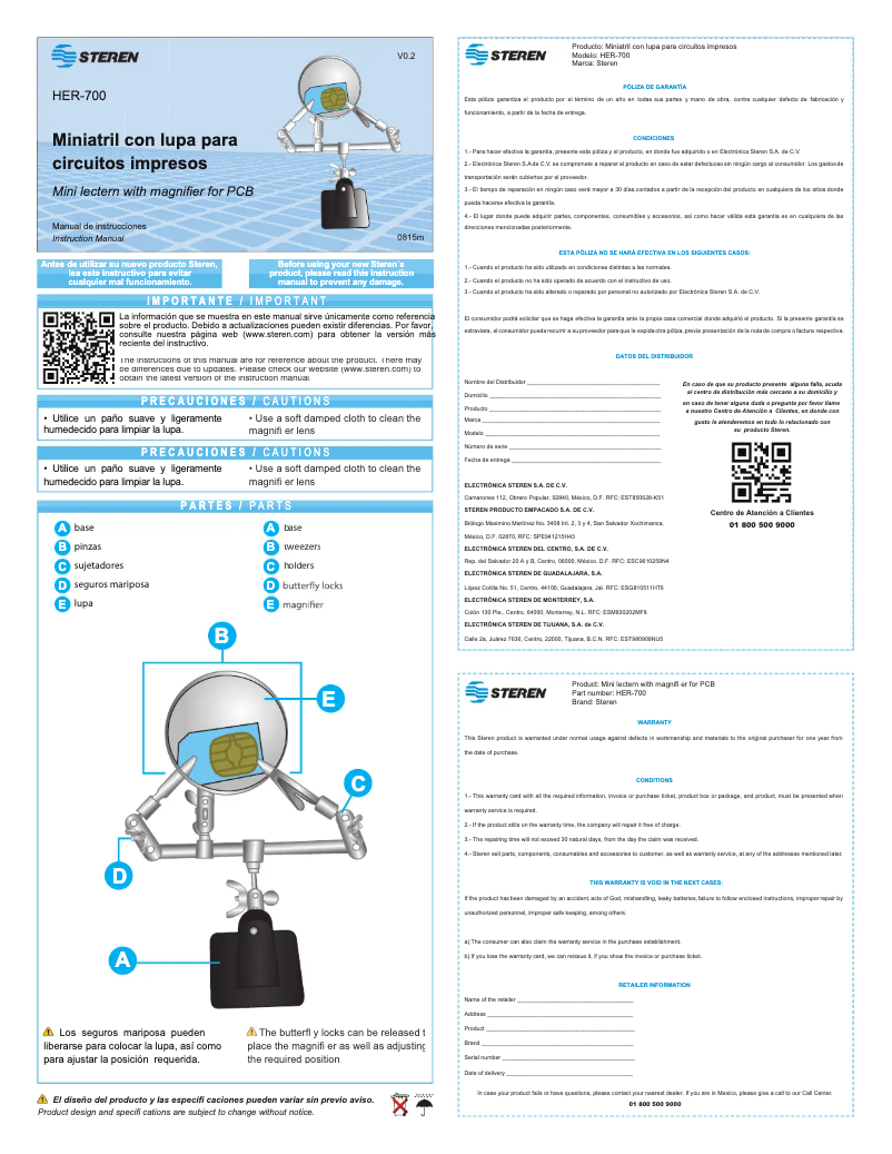 Page 1 de la notice Manuel utilisateur Steren HER-700
