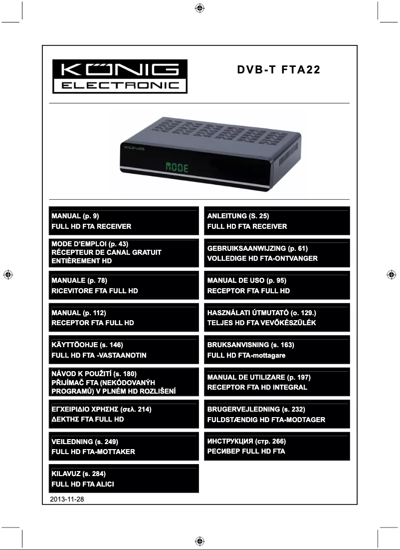 Image de la première page du manuel de l'appareil DVB-T FTA22
