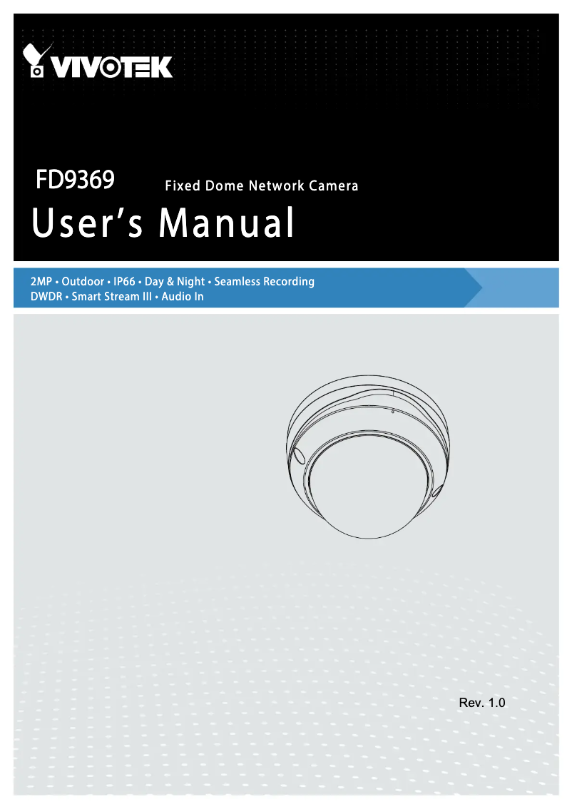 Page 1 de la notice Manuel utilisateur Vivotek FD9369