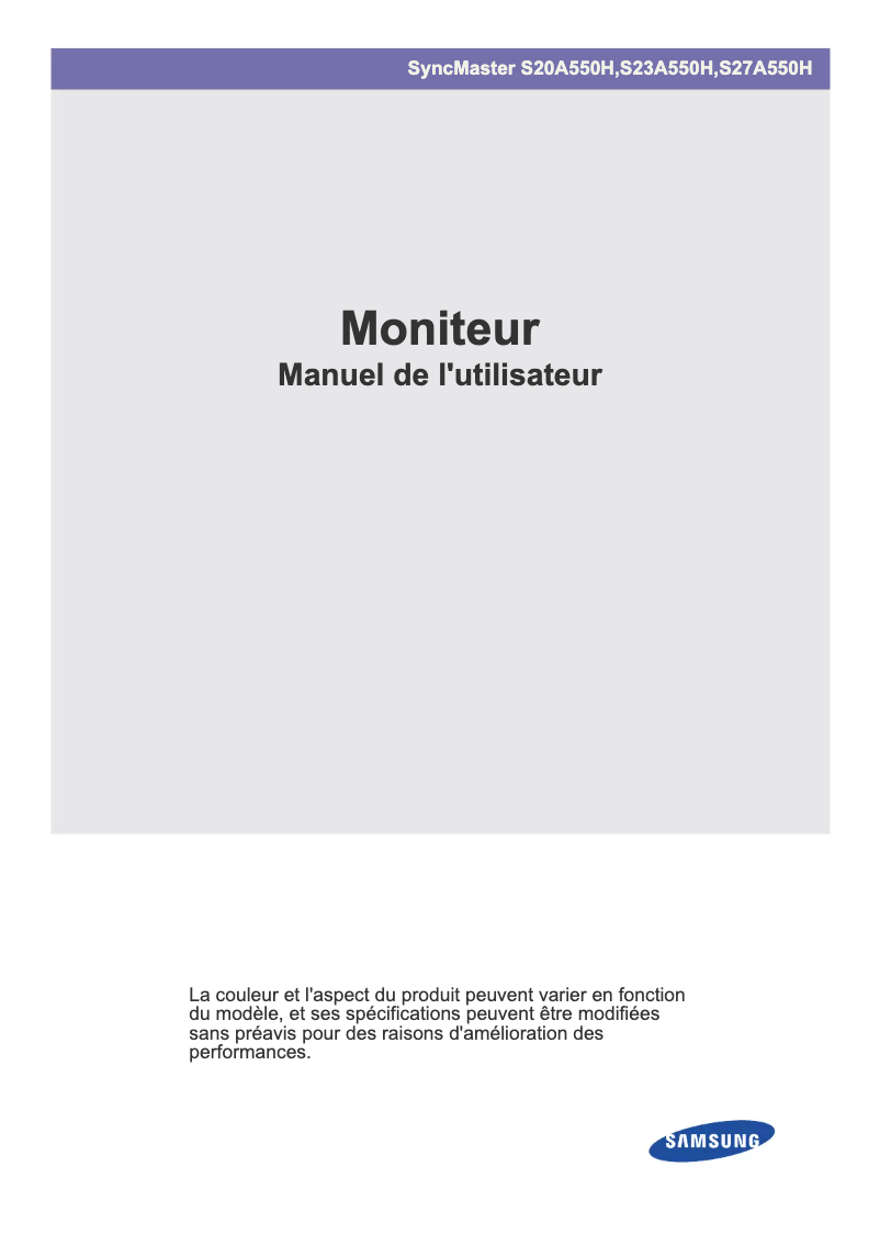Image de la première page du manuel de l'appareil S20A550H