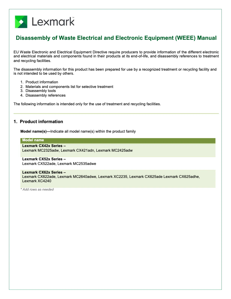 Page 1 de la notice Instructions / montage Lexmark XC4240