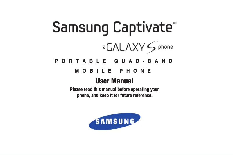 Page n°1 - Manuel utilisateur Samsung Captivate