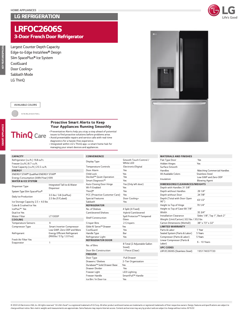 Imagen de la primera página del manual del dispositivo LRFOC2606S