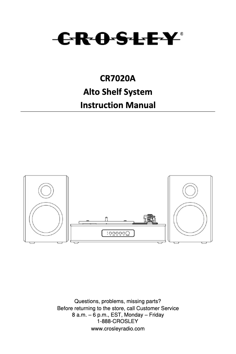Page 1 de la notice Manuel utilisateur Crosley Alto CR7020A
