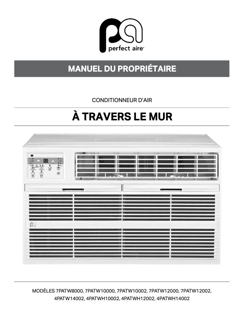 Page 1 de la notice Manuel utilisateur Perfect Aire 4PATWH12002