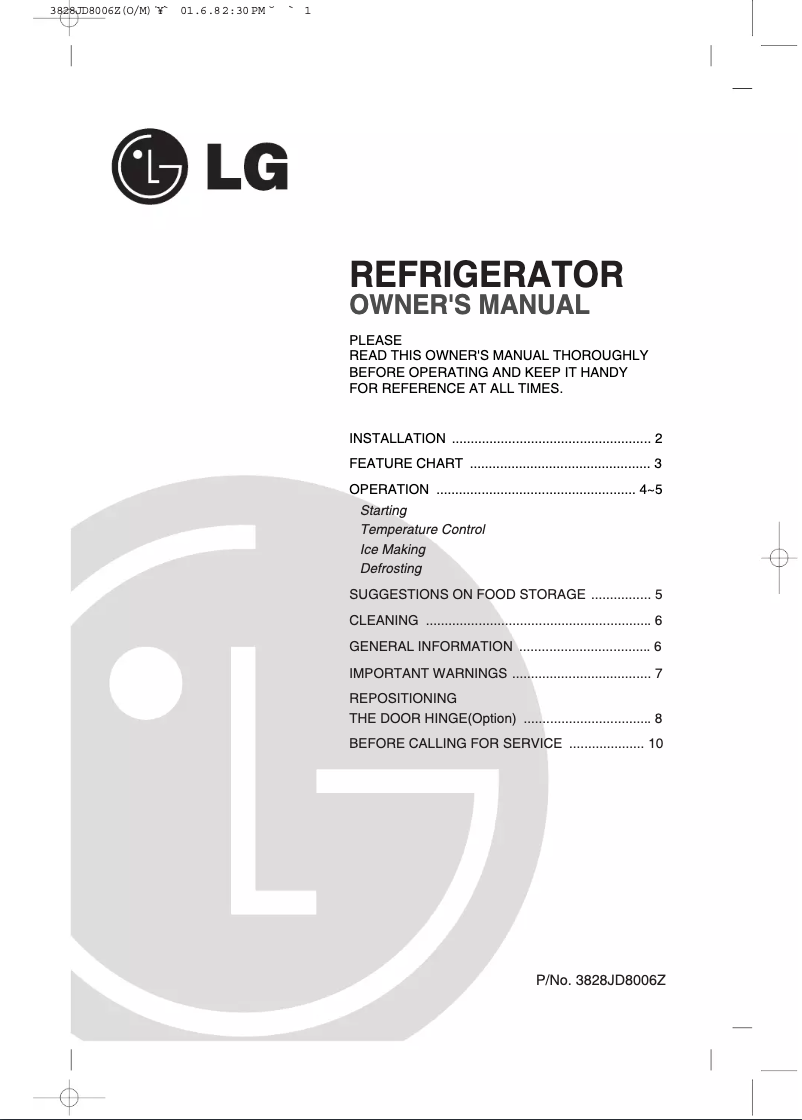 Page 1 de la notice Manuel utilisateur LG GC-131SV2