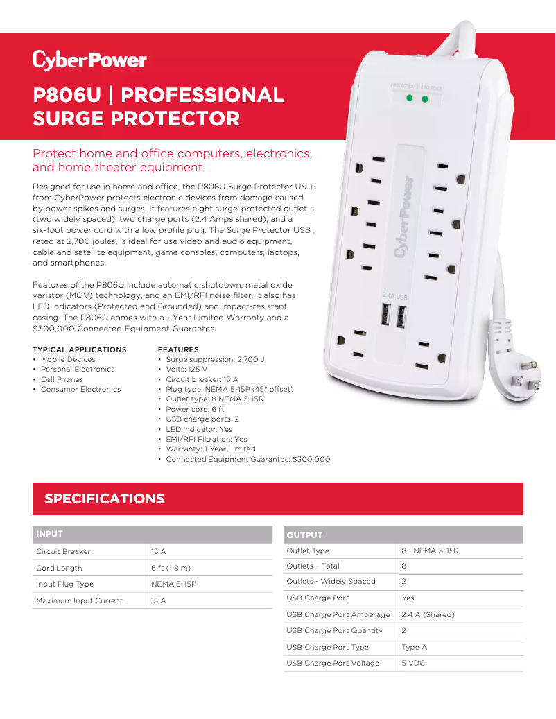 Page n°1 - Manuel utilisateur CyberPower Home Office P806U