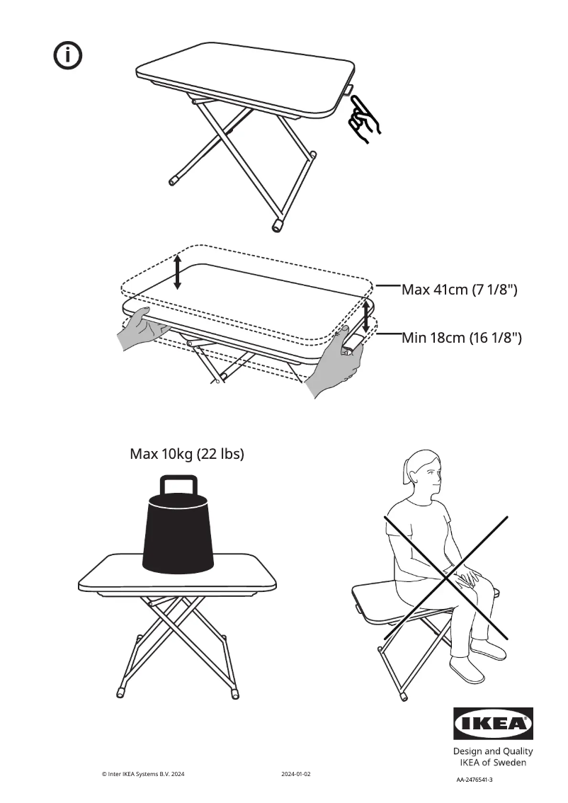 Page 1 de la notice Manuel utilisateur Ikea DUBBLA 205.892.68