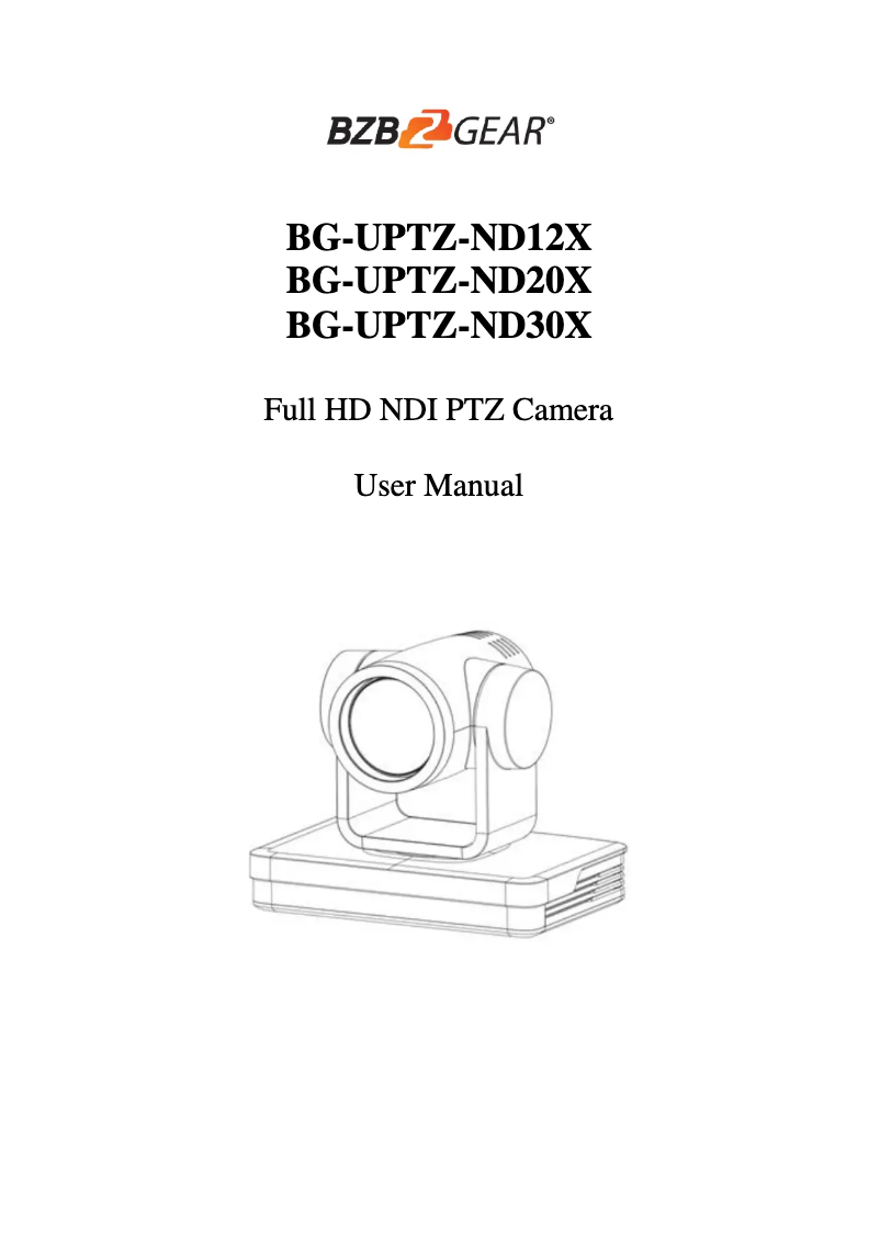 Page 1 de la notice Manuel utilisateur BZBGear BG-UPTZ-ND20X
