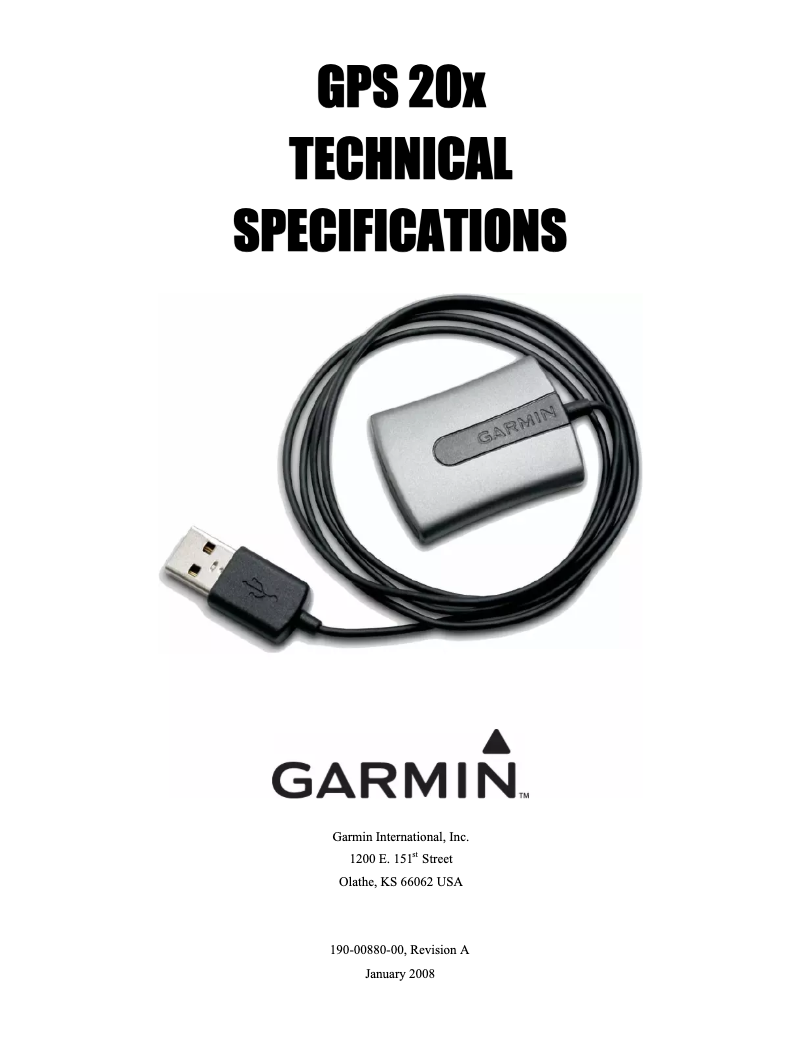 Page n°1 - Manuel utilisateur Garmin GPS 20x