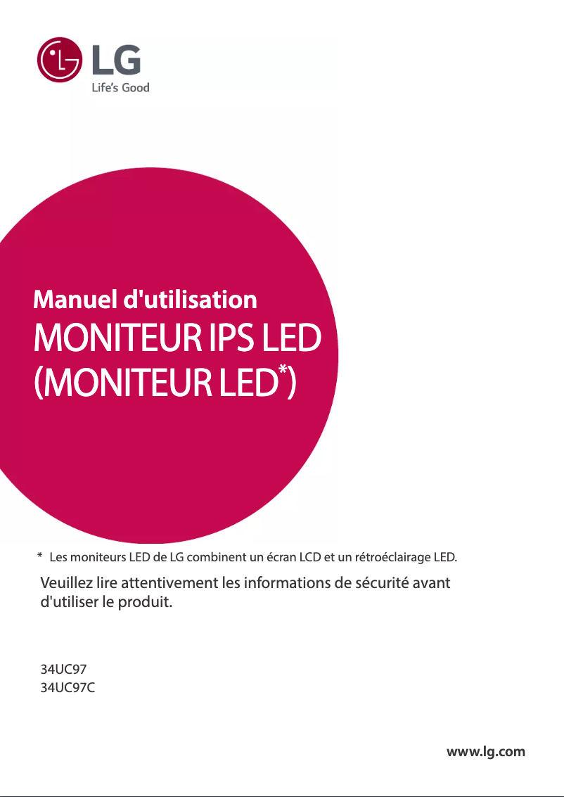 Page 1 de la notice Manuel utilisateur LG 34UC97C-B
