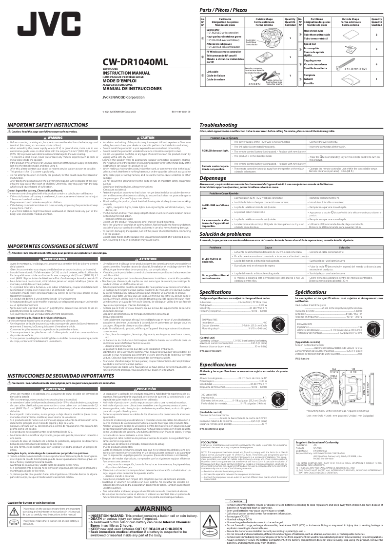 Image de la première page du manuel de l'appareil CW-DR1040ML