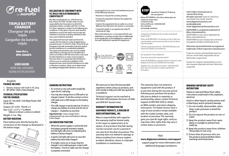 Página 1 del manual Manual de usuario Mizco RFK-300GP4