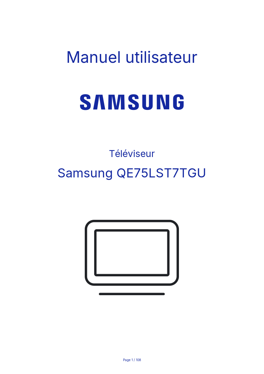 Page n°1 - Manuel utilisateur Samsung QE75LST7TGU