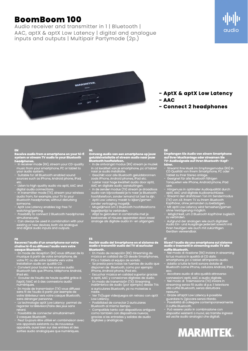 Image de la première page du manuel de l'appareil BoomBoom 100