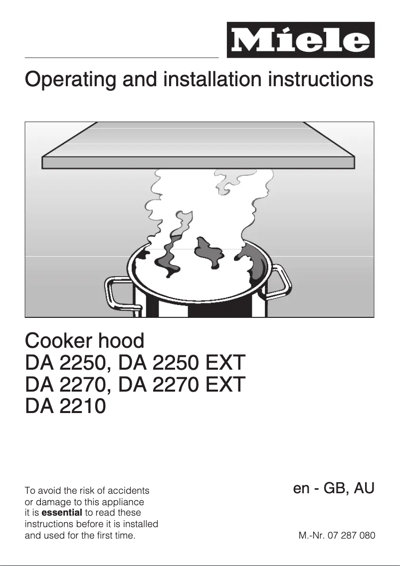 Page 1 de la notice Manuel utilisateur Miele DA 2250