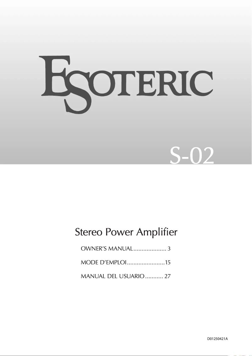 Page n°1 - Manuel utilisateur Esoteric S-02